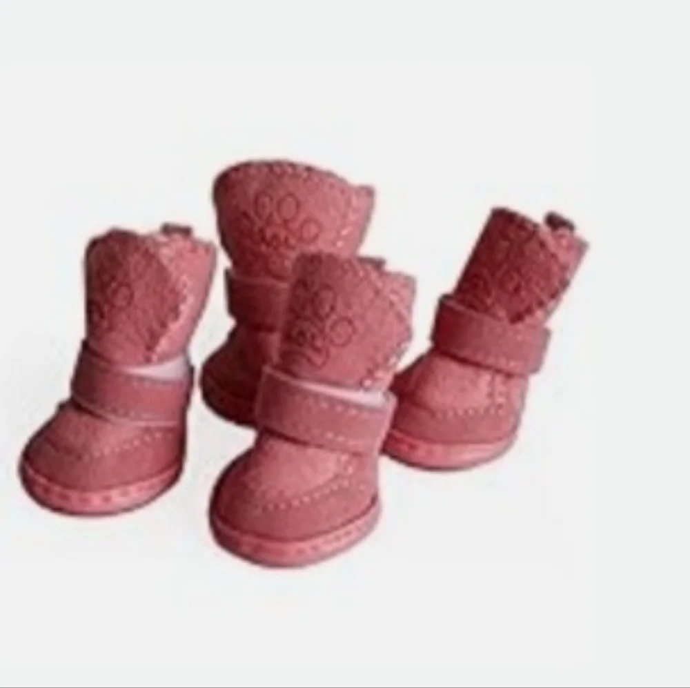 NEW PINK SNOW BOOTS w/SHERPA LINING FOR PUPPIES OR DOGS SIZE SMALL